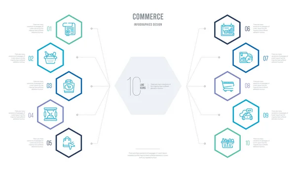 Concepto de comercio diseño infográfico de negocios con 10 hexágonos opt — Vector de stock