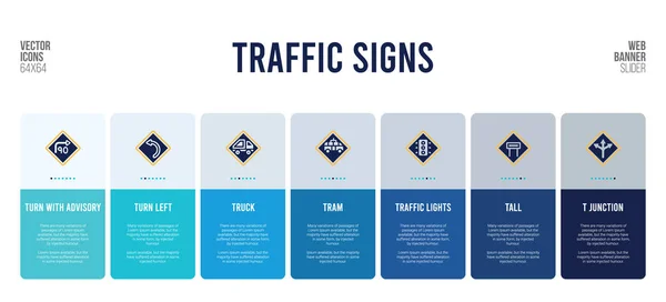 Webbanner-Design mit Verkehrszeichen-Konzeptelementen. — Stockvektor
