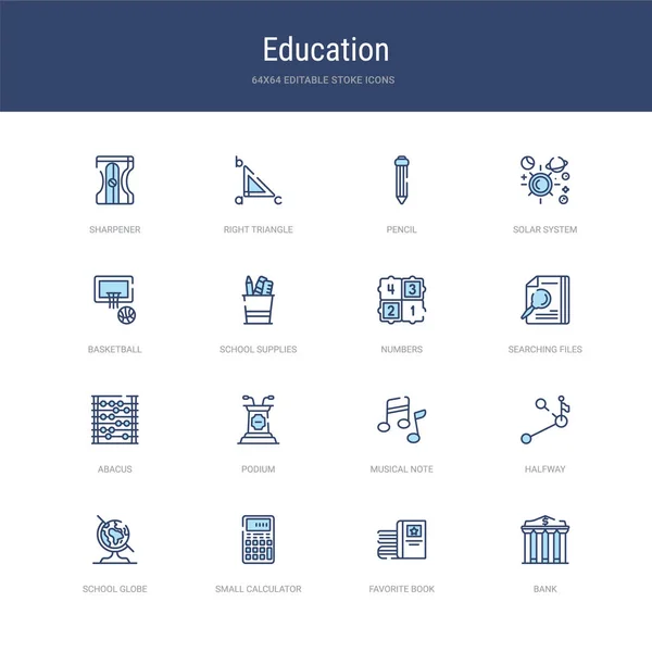 Conjunto de 16 iconos de trazo vectorial como banco, libro favorito, pequeño — Vector de stock