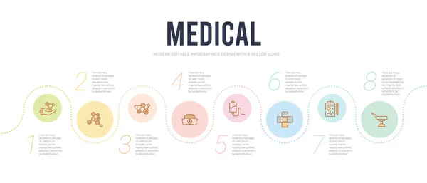 Modello di progettazione infografica concetto medico. incluso tabella di t — Vettoriale Stock