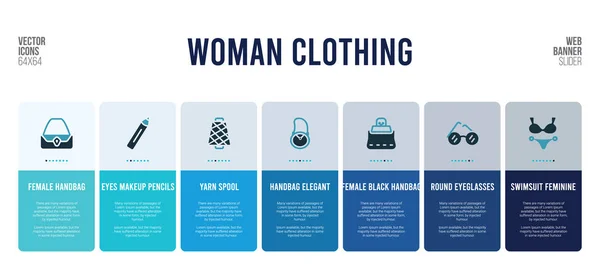 Conception de bannière web avec des éléments conceptuels de vêtements femme . — Image vectorielle