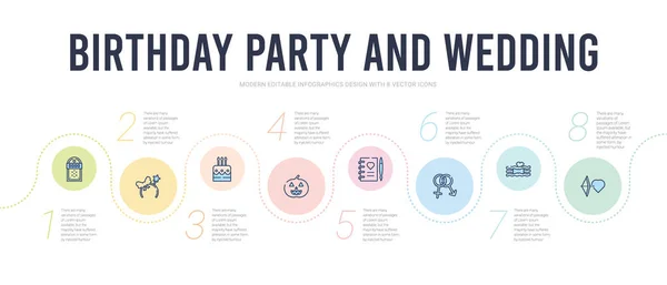 Plantilla de diseño infográfico de fiesta de cumpleaños y concepto de boda . — Vector de stock