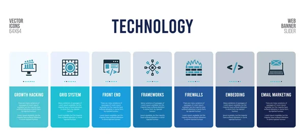 Diseño de banner web con elementos de concepto de tecnología . — Vector de stock
