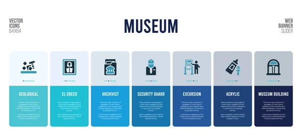 Diseño de banner web con elementos de concepto de museo . — Vector de stock