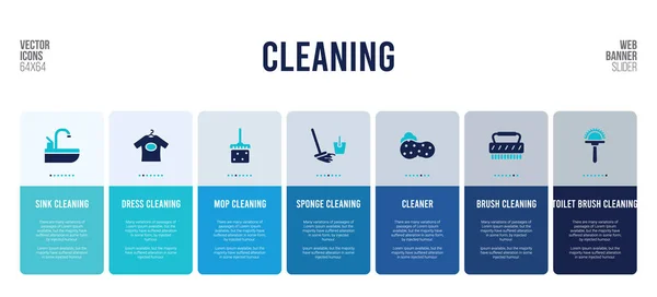掃除のコンセプト要素を持つウェブバナーデザイン. — ストックベクタ