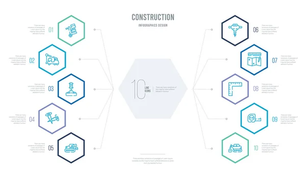 Концепція будівництва бізнес інфографіки з 10 шестикутником — стоковий вектор