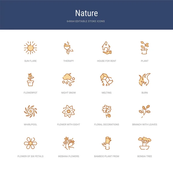 Conjunto de 16 iconos de carrera vectorial como árbol de bonsái, planta de bambú — Archivo Imágenes Vectoriales