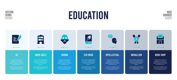 Design de banner web com elementos de conceito de educação . — Vetor de Stock