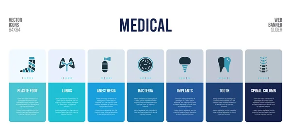 การออกแบบแบนเนอร์เว็บที่มีองค์ประกอบแนวคิดทางการแพทย์ . — ภาพเวกเตอร์สต็อก