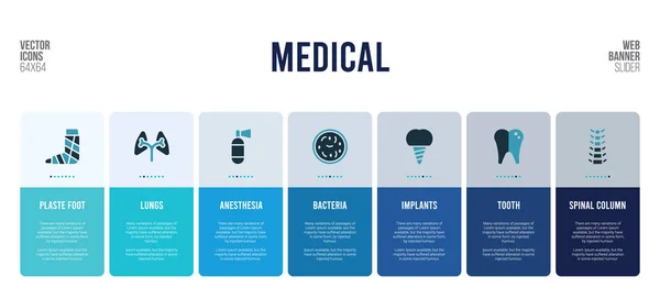 Diseño de banner web con elementos conceptuales médicos . — Archivo Imágenes Vectoriales