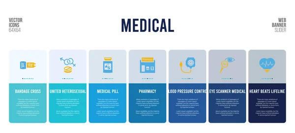 Design de banner web com elementos de conceito médico . —  Vetores de Stock