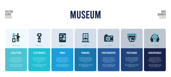 Conception de bannière web avec des éléments de concept de musée . — Image vectorielle