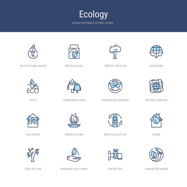 Set of 16 vector stroke icons such as landscape image, water tap — ストックベクタ