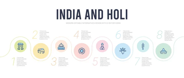 India και holi έννοια infographic πρότυπο σχεδιασμού. συμπεριλαμβανόμενο dun — Διανυσματικό Αρχείο