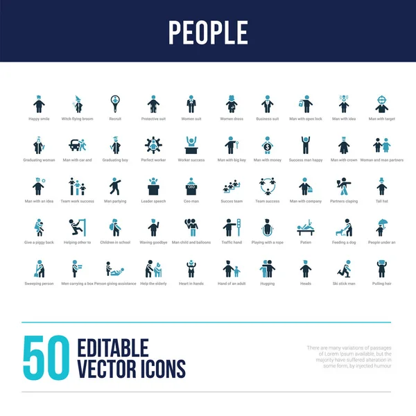 Iconos llenos concepto de 50 personas — Vector de stock