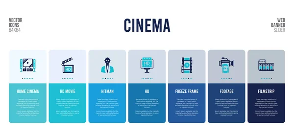 Diseño de banner web con elementos de concepto de cine . — Vector de stock