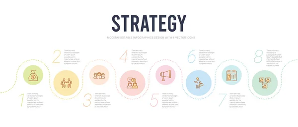 Strategie-Konzept Infografik-Design-Vorlage. Inklusive Connectio — Stockvektor