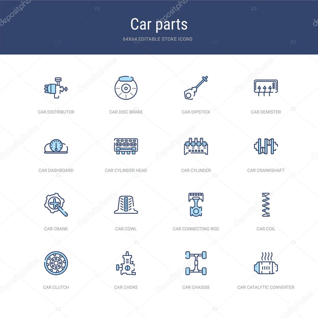 set of 16 vector stroke icons such as car catalytic converter, c