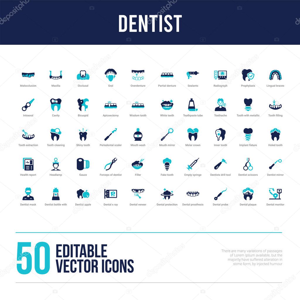 50 dentist concept filled icons