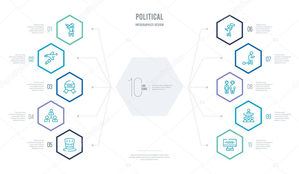 political concept business infographic design with 10 hexagon op