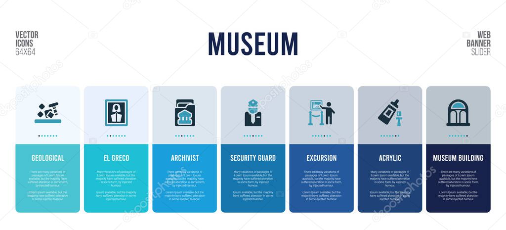 web banner design with museum concept elements.
