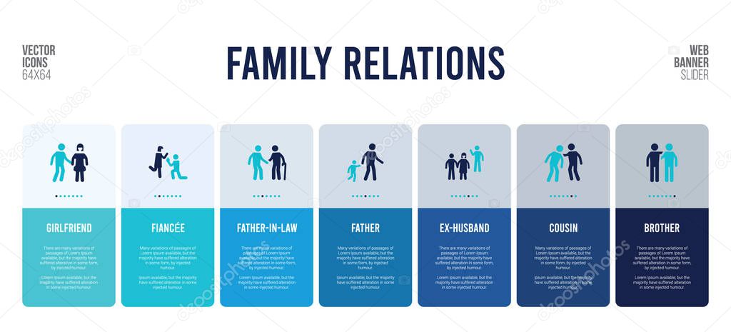 Web banner design with family relations concept elements.