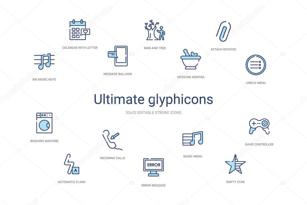 ultimate glyphicons concept 14 colorful outline icons. 2 color b