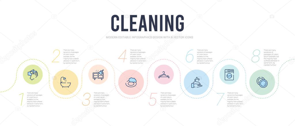 cleaning concept infographic design template. included dish, lau