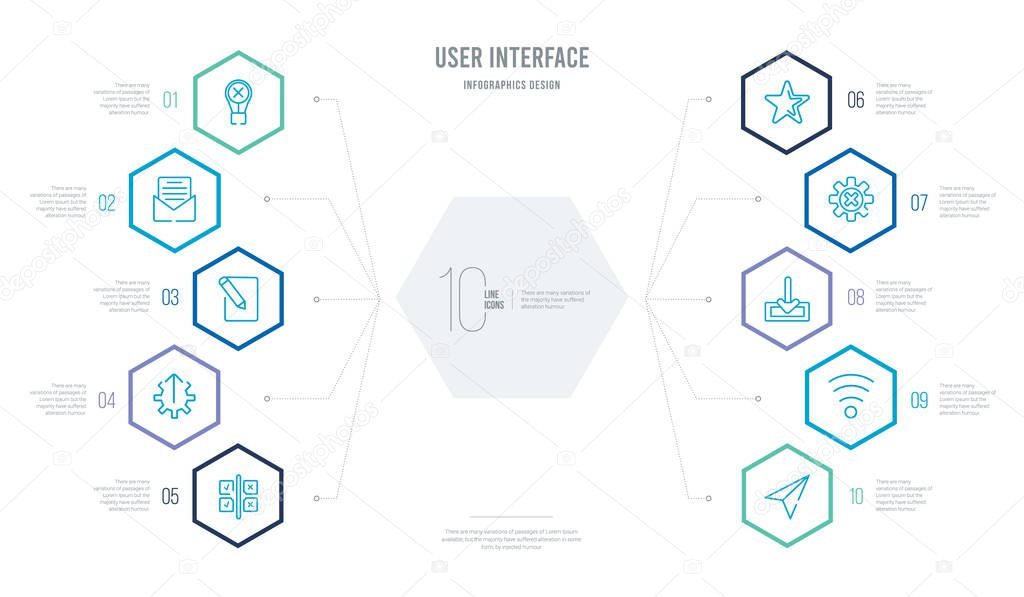 user interface concept business infographic design with 10 hexag