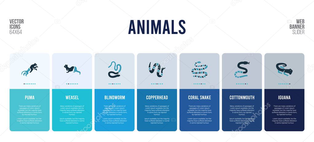 Web banner design with animals concept elements.