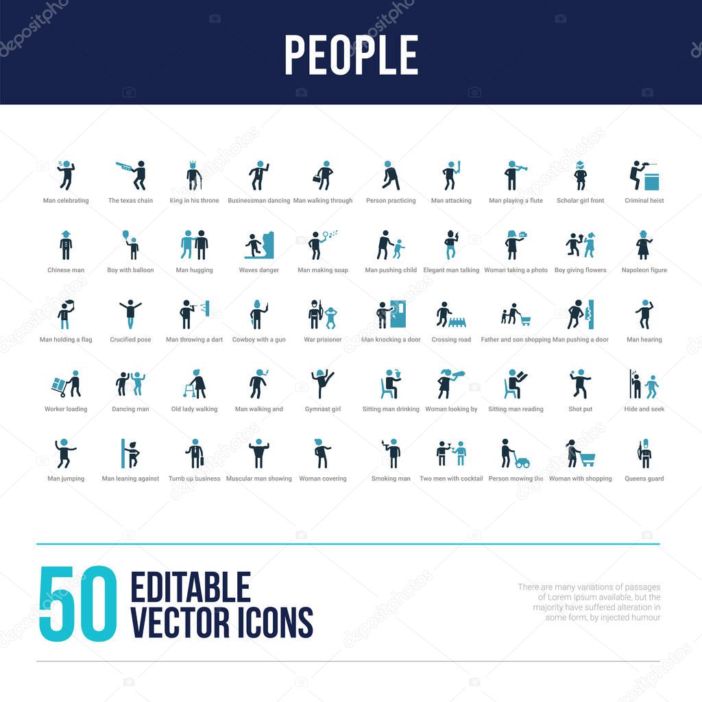 50 people concept filled icons