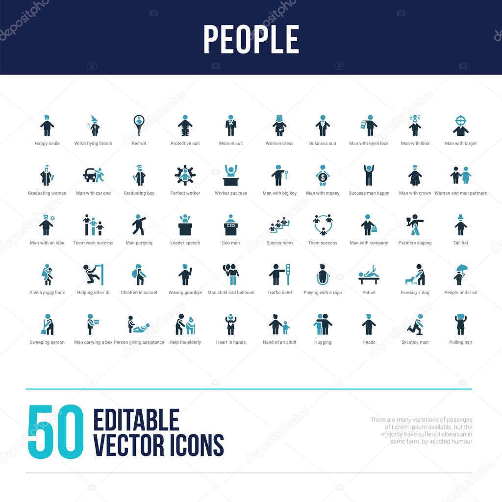 50 people concept filled icons