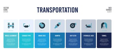 Ulaşım kavramı elementleriyle web pankartı tasarımı.