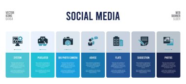 Sosyal medya konsepti öğelerine sahip web pankartı tasarımı.