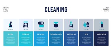 Temizlik konsepti öğeleri içeren web pankartı tasarımı.