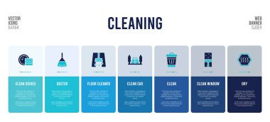 Temizlik konsepti öğeleri içeren web pankartı tasarımı.