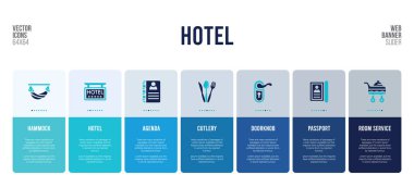 Otel konsepti öğeleriyle web pankartı tasarımı.
