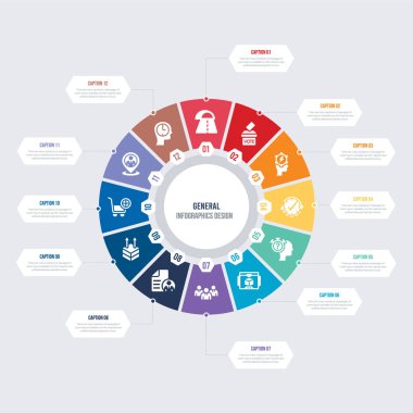 yuvarlak 12 seçenekler genel bilgi şablonu tasarımı. sabır, 
