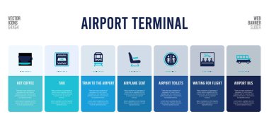 Havaalanı terminali konsept elementlerine sahip web pankartı tasarımı.