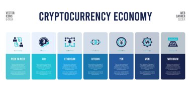 Kripto para birimi ekonomi konsepti unsurlarına sahip web pankartı tasarımı.