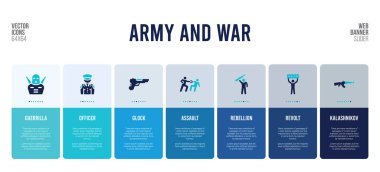 Ordu ve savaş konsepti unsurlarıyla web pankartı tasarımı.