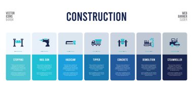 İnşaat konsepti elementli web pankartı tasarımı.
