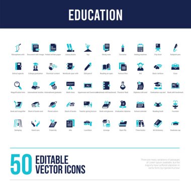50 eğitim konsepti simgeleri doldurdu