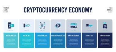 Kripto para birimi ekonomi konsepti unsurlarına sahip web pankartı tasarımı.