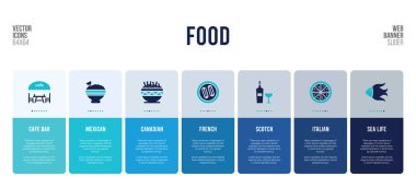 Gıda konsepti elementli web pankartı tasarımı.