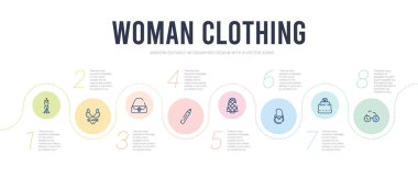 Kadın giyim konsepti bilgi tasarım şablonu. rou dahil