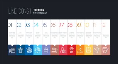 12 seçenekli bilgi tasarımı. Vuruş çizgisi simgeleri
