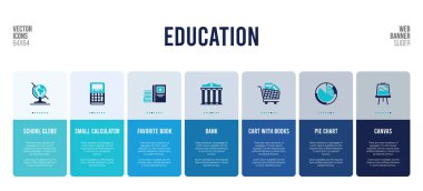 Eğitim kavramı öğeleriyle web pankartı tasarımı.
