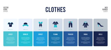 Giyim konsepti öğeleri olan web pankartı tasarımı.