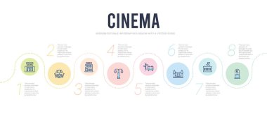 Sinema konsepti bilgi tasarım şablonu. film oyuncusunu içerir